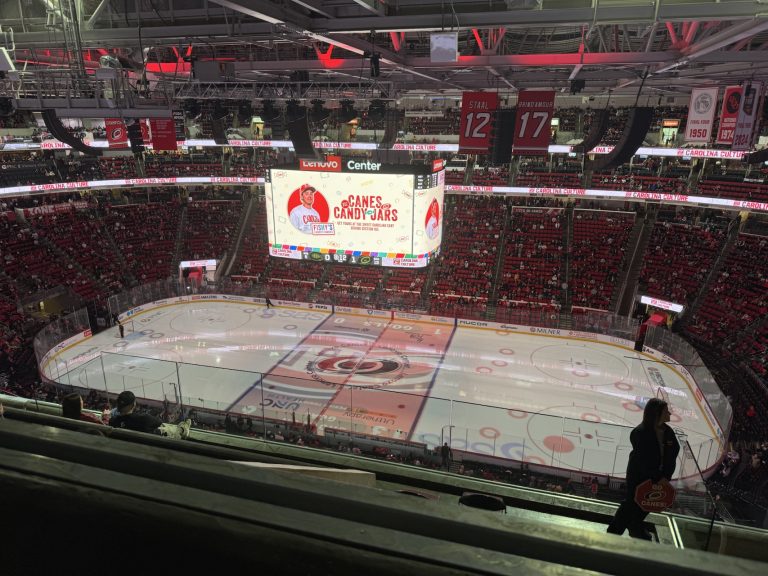 A view of the Lenovo Center during the intermission of a Carolina Hurricanes game.