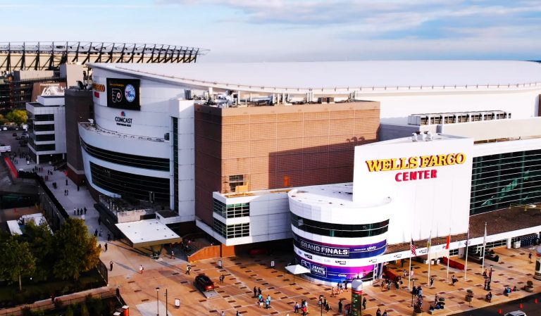 A view of the Xfinity Mobile Arena, then called the Wells Fargo Center.