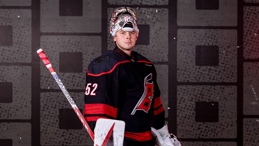 A photo of Pyotr Kochetkov in his Carolina Hurricanes uniform.